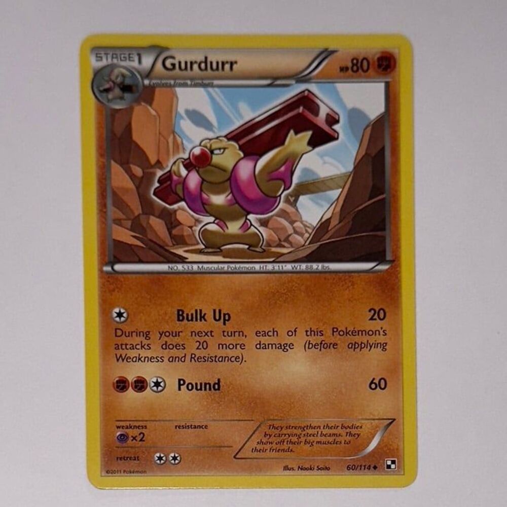 POKEMON CARD: Gurdurr #60/114 (Pokemon Black & White)
